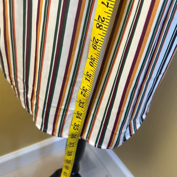 DR2 Women’s Size Medium Striped Button Down V-Neck Long Sleeve Shirt Dress - Picture 11 of 13